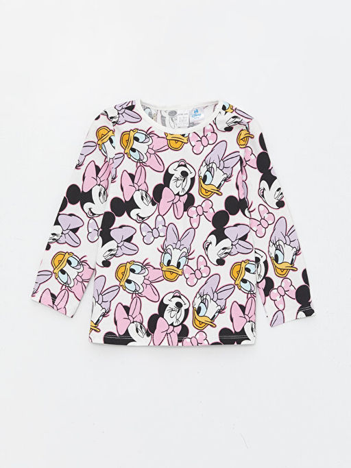 Bisiklet Yaka Minnie Mouse Bask?l? K?z Bebek Pijama ?st