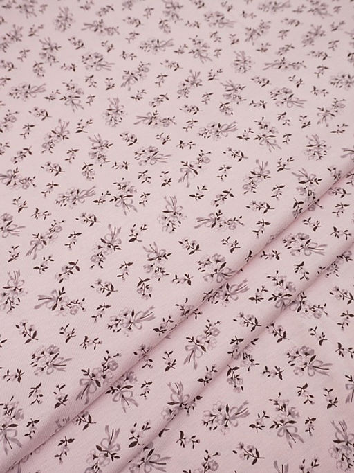 Трикотаж Кулир.гладь "Узелок нежности-серый букетик", ш.1.96м (0.98м*2, чулок), Пенье, хлопок-100%, 145гр/м.кв