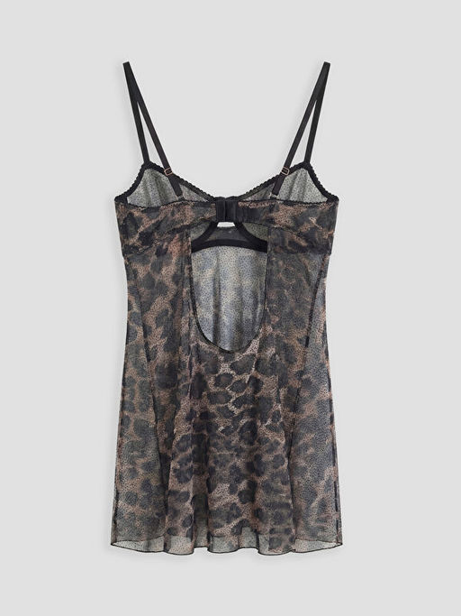 ?p Ask?l? Leopar Desenli Kad?n Fantezi Gecelik