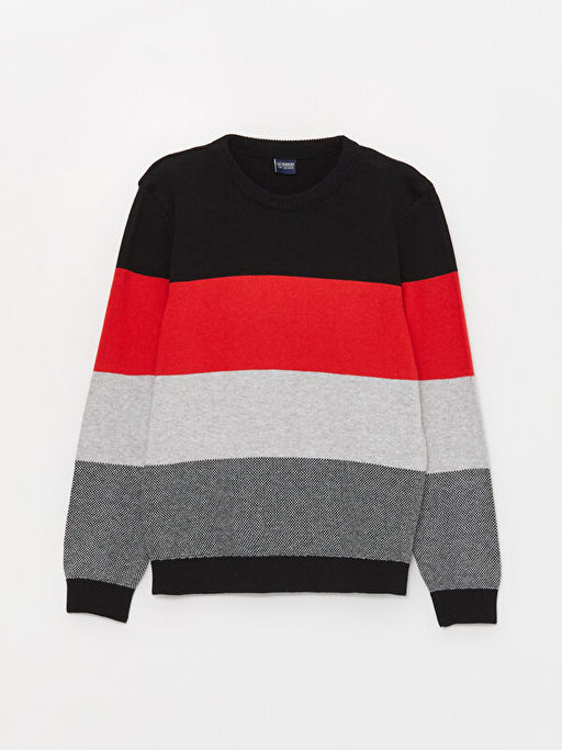 Bisiklet Yaka Renk Bloklu Uzun Kollu Erkek ?ocuk Triko Kazak - Waikiki фото 3