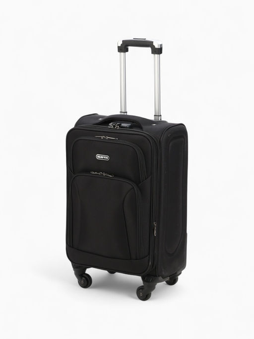 Чемодан на колёсах маленький 45 л (S), на молнии, с увеличением, кодовый замок, 4 колеса, чёрный