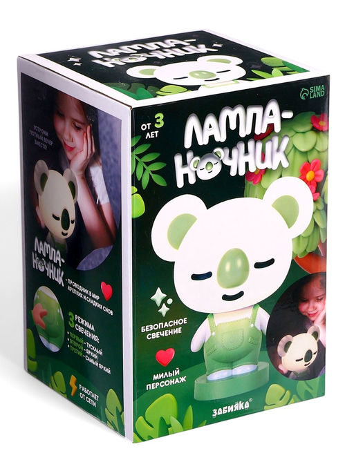 Лампа - ночник «Коала», световые эффекты, работает от сети, МИКС