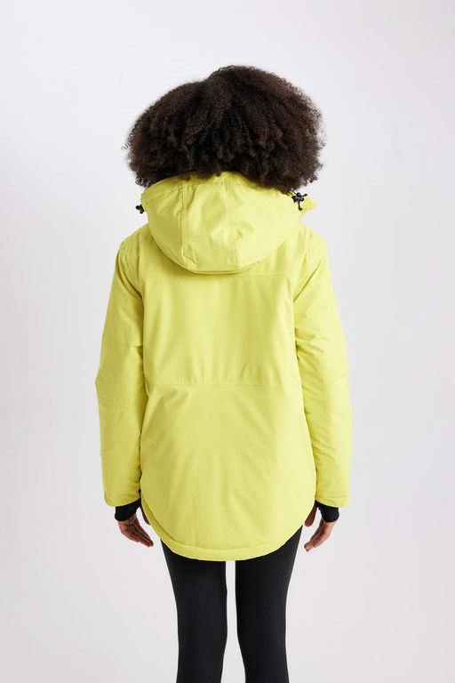 Водоотталкивающее водонепроницаемое пальто стандартной посадки с капюшоном DeFactoFit  фото 11