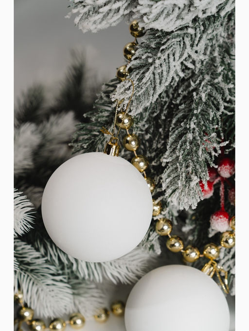 Цена за 2 шт. Ёлочные игрушки Матовый, шары новогодние, d=8 см, набор 2 шт., белый - Зимнее волшебство фото 3