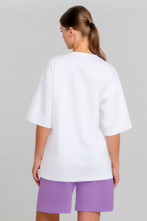 Арт. 51302 Костюм женский с шортами 42-50 (5 шт) Цвет:верх- белый, низ- вери-пери