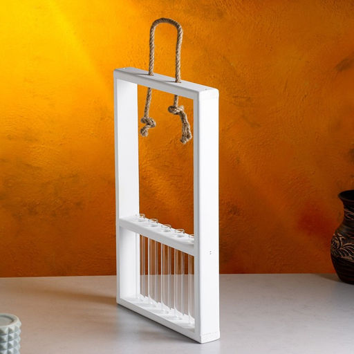 Подарочный ящик «Рамка», 26×4×40 см, деревянный, 5 колб, белый