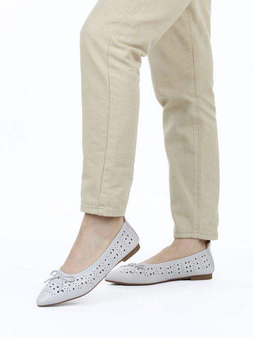 06-7388-66R GRAY/BEIGE Туфли летние женские "Лодочки" (натуральная кожа)