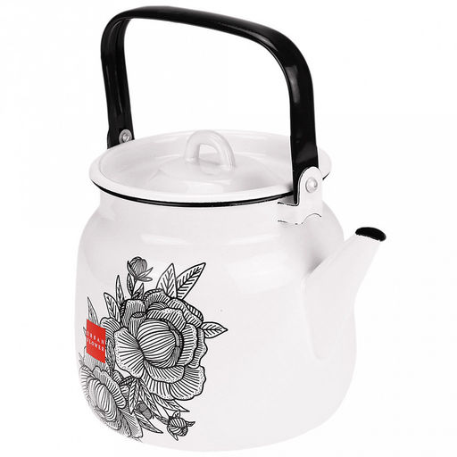 "Urban flower" Чайник эмалированный 3,5л, металлическая крышка (Россия)