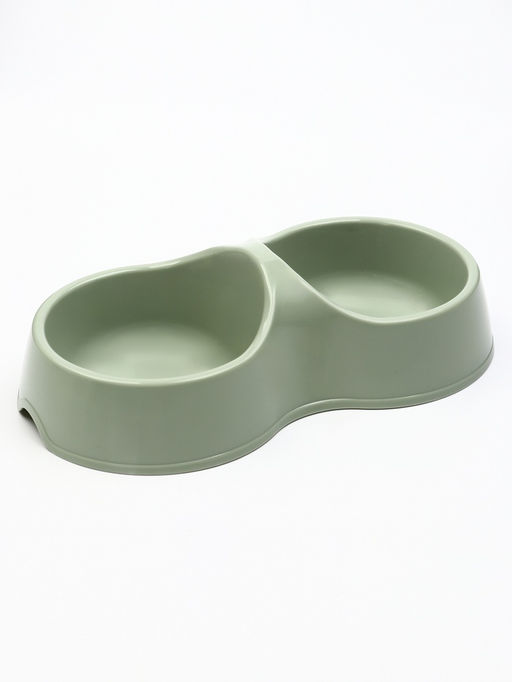 Цена за 2 шт. Миска двойная "Мур-мяу", 200 мл, 22.5 см × 13 см × 6 см, пластик, цвет фисташковый