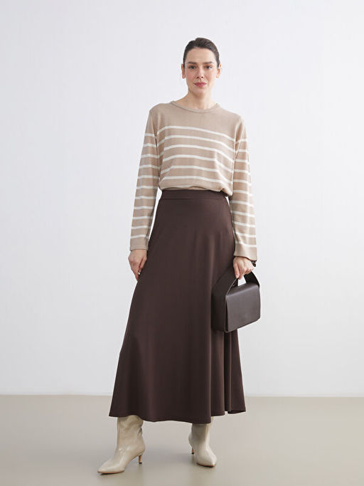 Bisiklet Yaka ?izgili Kad?n Triko Kazak