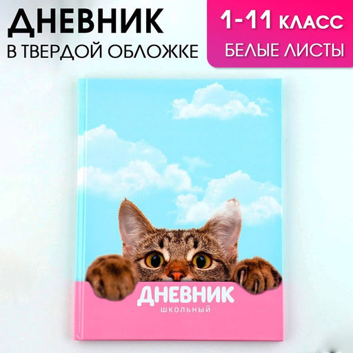 Дневник школьный 1-11 класс универсальный «Котик», твердая обложка 7БЦ, глянцевая ламинация, 40 листов
