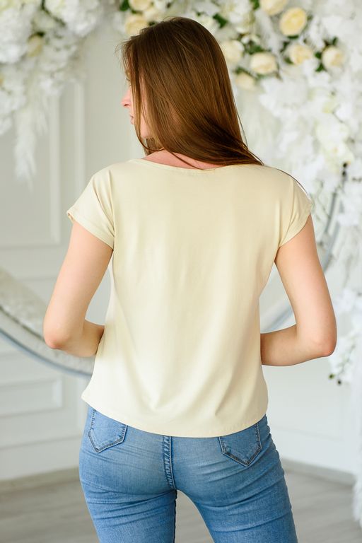 Футболка женская из вискозы Лирика экрю You are safe - Амадэль фото 3