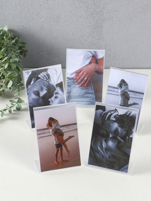 Фоторамка пластик 10х15 см, А6, вертикальная, прозрачная, набор 5 шт