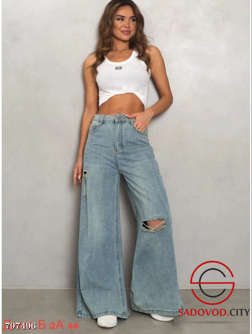 штаны джинсы багги (стиль рваный) - Bruno фото 3