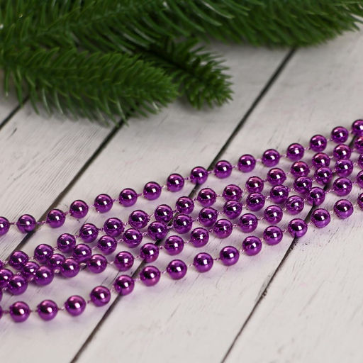 Цена за 2 шт. Бусы на ёлку Шары, длина 2.7 м, d=7 мм, фиолетовые - Зимнее волшебство фото 2