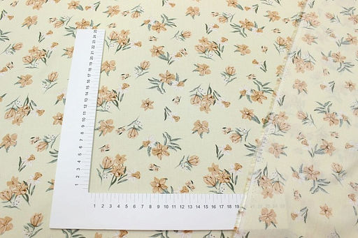 Штапель Нарциссы на молочном, ш.1.45м, вискоза-100%, 100гр/м.кв - Купава фото 6