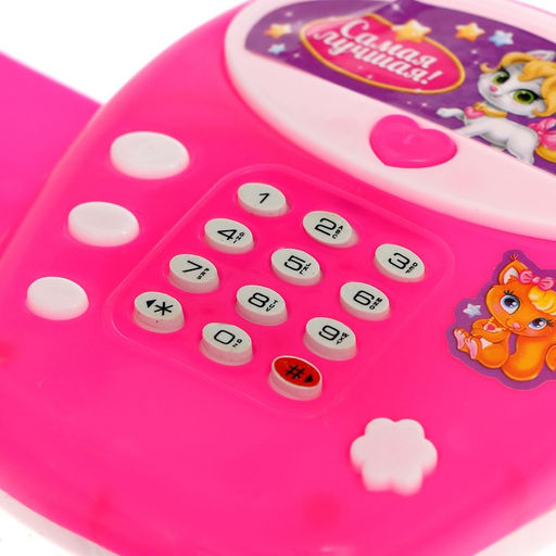 Музыкальный телефон детский «Маленькая леди», русская озвучка, цвет розовый