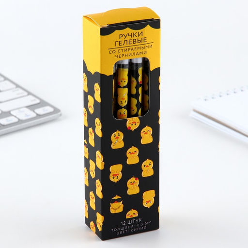 Цена за 12 шт. Ручка пиши стирай синяя паста 0,5 мм с колпачком «Утя»