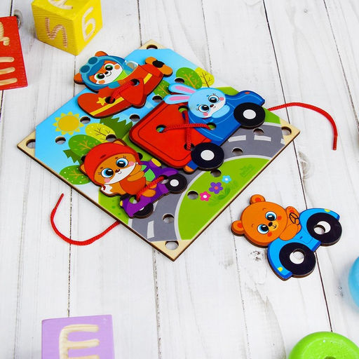 Деревянная игрушка-шнуровка Транспорт - Лесная мастерская фото 3