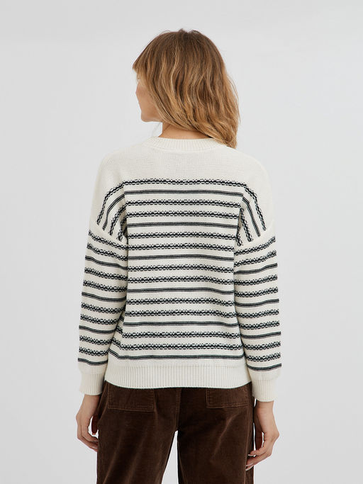 женский джемпер в молочном цвете в черную полоску - Glenfield фото 8