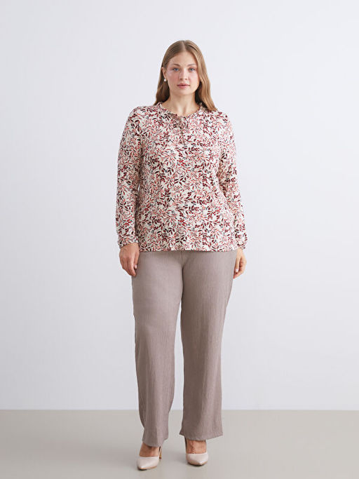 Ba?lamal? Yaka Desenli Bluz