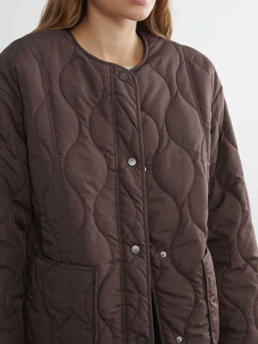 Bisiklet Yaka Oversize Kapitone Kad?n ?i?me Mont