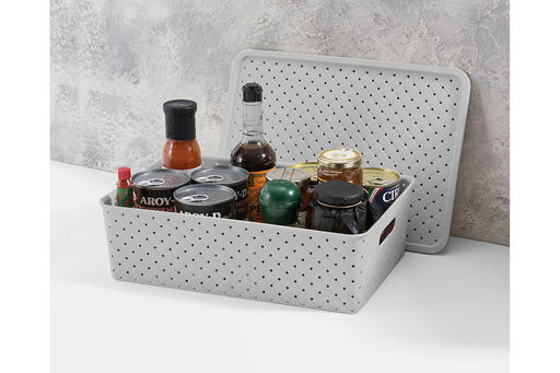 Корзинка с крышкой 7,5 л 35*24,5*10,5 см Береста светло-серая (модель 5221/08) - Elan gallery фото 5