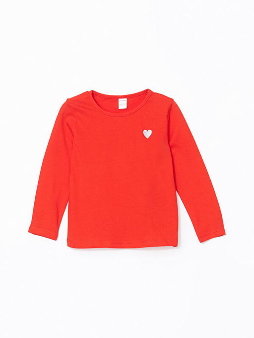 Bisiklet Yaka Bask?l? K?z ?ocuk Ti??rt