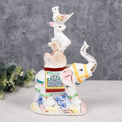 Статуэтка Пирамида: слон, обезьяна, заяц и птица 18х10х31 см / W2208А /уп 18/ - Галеонтрейд фото 3