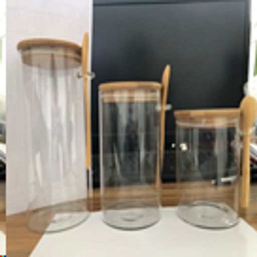 Банка с ложкой бамбуковая крышка d-100 h-100 мм 550 мл / LCKW2907 /уп 100/ - Галеонтрейд фото 2