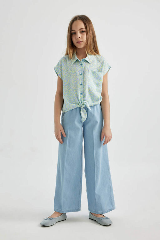 Широкие джинсовые брюки для девочек - Defacto фото 2