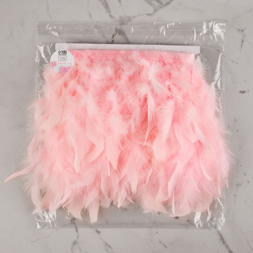 Перья индюка декоративные, на ленте, 13-17 см, 5±0.5 м, розовые