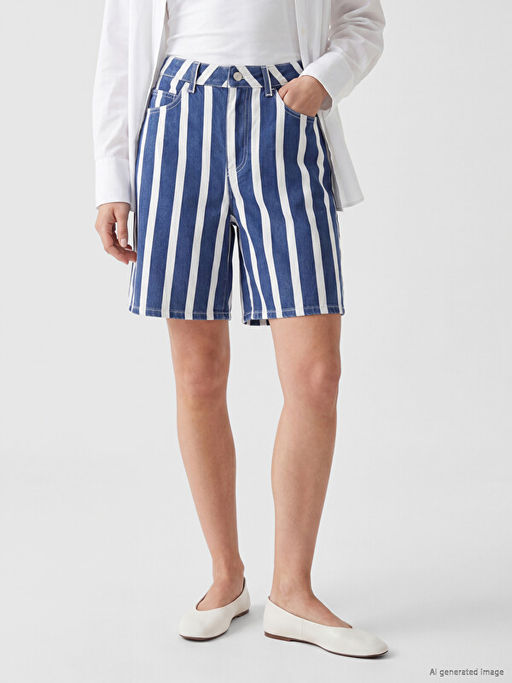 Bermuda Fit ?izgili Kad?n Jean ?ort