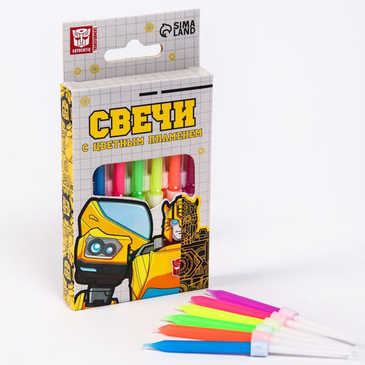 Набор свечей с цветным пламенем для торта, 12 шт., Трансформеры