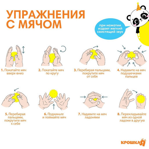 Развивающий тактильный мячик Крошка Я «Панда», с пищалкой, 1 шт.