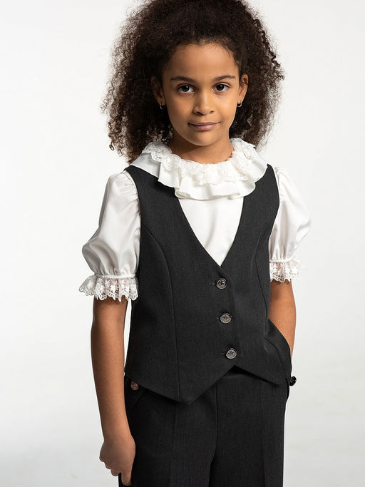 Серый школьный жилет для девочки Mooriposh, модель 1120 фото 5