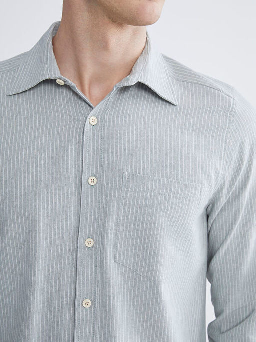 Regular Fit Uzun Kollu ?izgili Poplin Erkek G?mlek