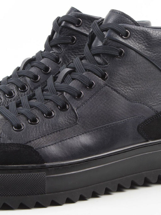 05-B203B-1M-C DK.BLUE Ботинки зимние мужские (натуральная кожа, натуральный мех)