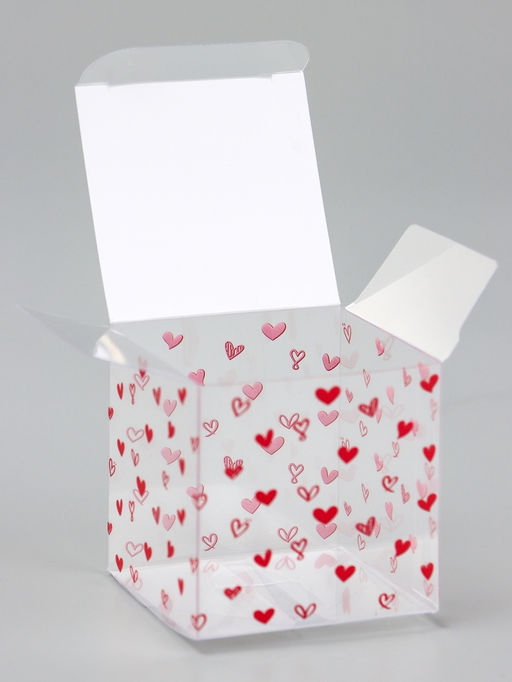 Цена за 4 шт. Складная коробка из PVC Сердца, прозрачная с рисунком, 5?5?5 см 5 шт. - UPAK LAND фото 3
