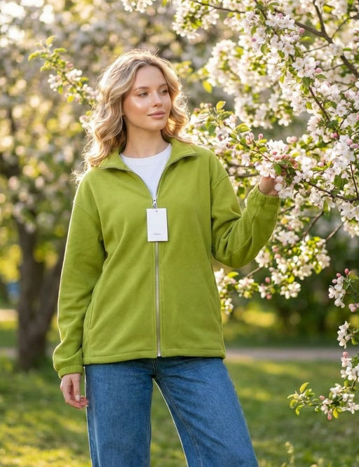 K13387 Толстовка из флиса на молнии ЗЕЛЕНЫЙ