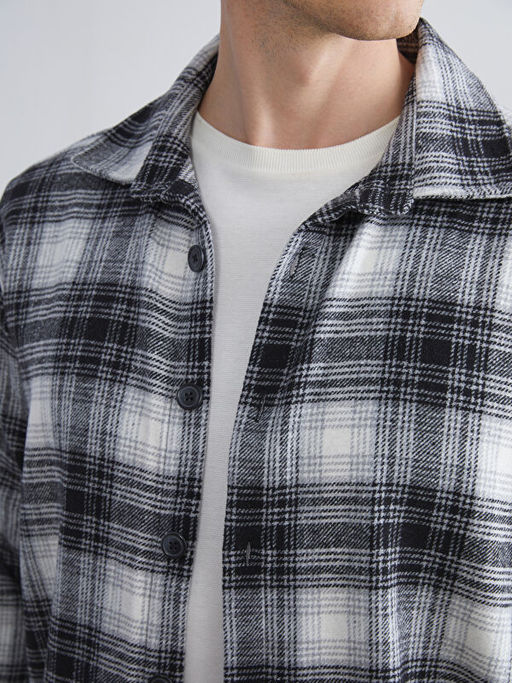 Regular Fit Uzun Kollu Ekose Gabardin Erkek G?mlek