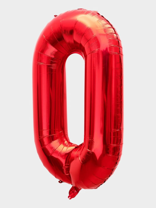 Цена за 2 шт. Воздушный шар фольгированный 40" Цифра 0, красный