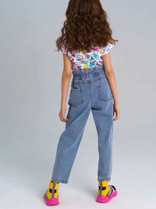 PlayToday / Брюки текстильные джинсовые для девочек  фото 2