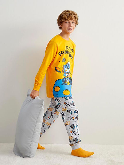 Bisiklet Yaka Erkek ?ocuk Pijama Tak?m?