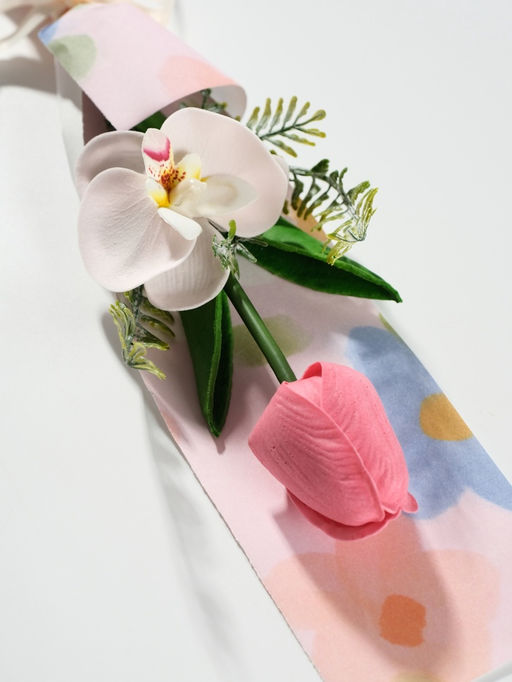 Букет из мыльных лепестков для ванны Тюльпан с орхидеей, подарочный, розовый, 8.5?7.4?38.6 см - Simaland фото 3