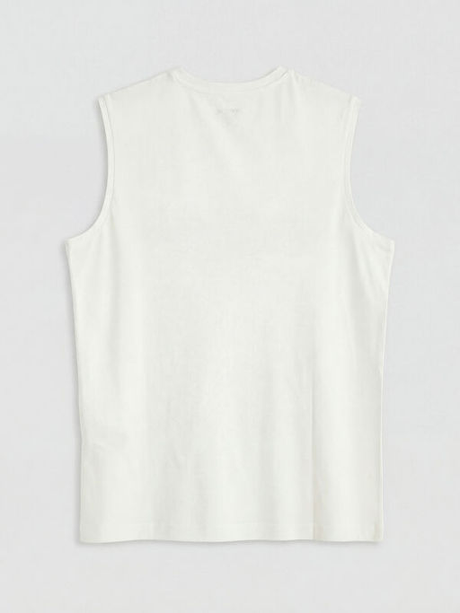 V Yaka Bask?l? Penye Erkek Kolsuz Ti??rt