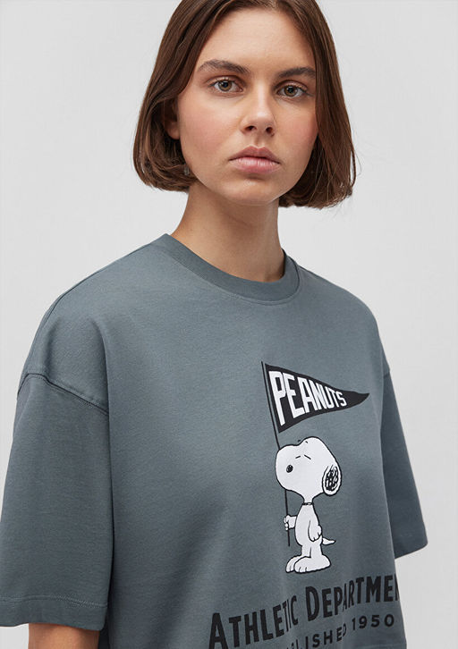 Snoopy Bask?l? Gri Tisort - Mavi фото 5