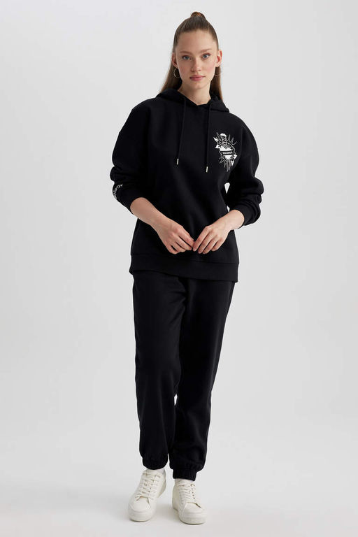 Толстовка из плотной ткани с капюшоном и принтом Cool Oversize - Defacto фото 2