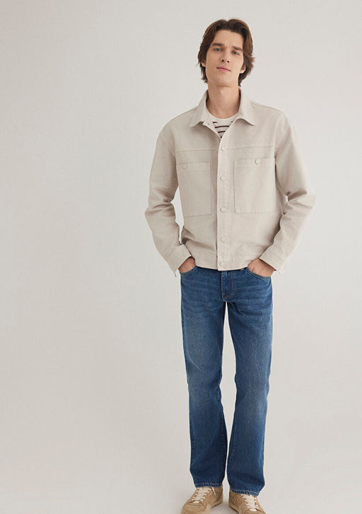 Cepli Ekru Denim Gomlek - Mavi фото 2