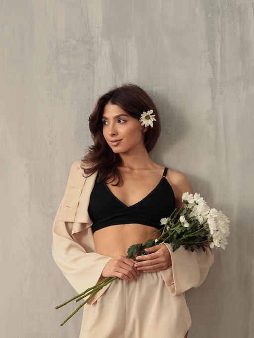 Комплект нижнего белья женский (топ, трусы) Collorista, чёрный, размер 46-48